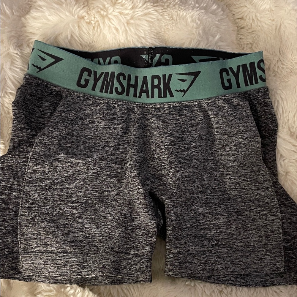 Gymshark Black/gray with Green waistband shorts